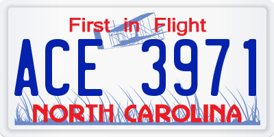 NC license plate ACE3971