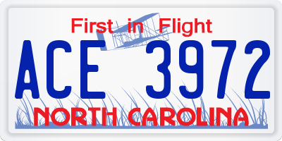 NC license plate ACE3972