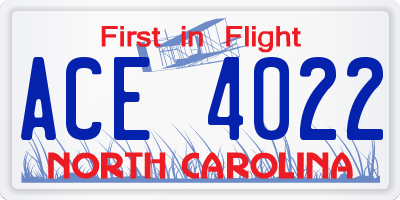 NC license plate ACE4022