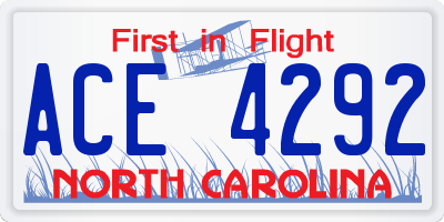 NC license plate ACE4292