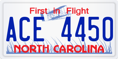 NC license plate ACE4450