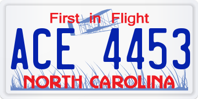 NC license plate ACE4453