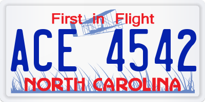 NC license plate ACE4542