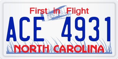 NC license plate ACE4931