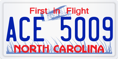 NC license plate ACE5009