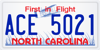 NC license plate ACE5021