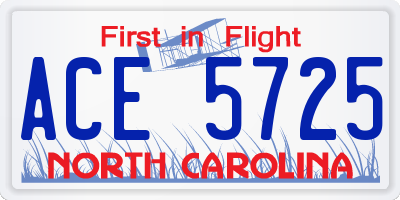 NC license plate ACE5725