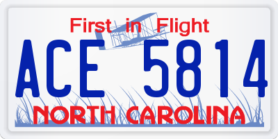 NC license plate ACE5814
