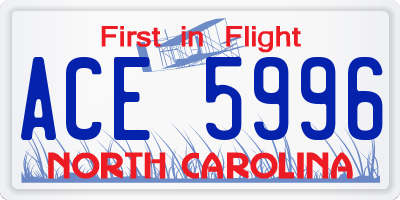 NC license plate ACE5996