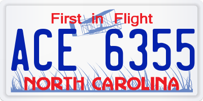 NC license plate ACE6355