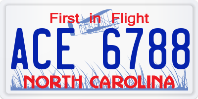 NC license plate ACE6788