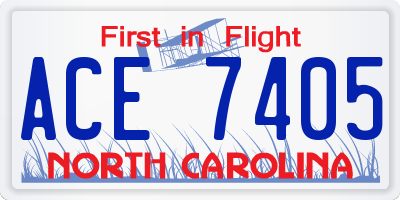 NC license plate ACE7405
