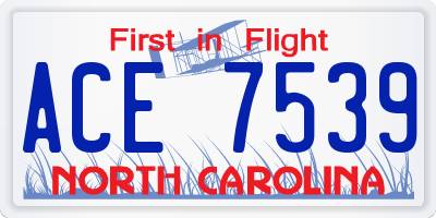 NC license plate ACE7539