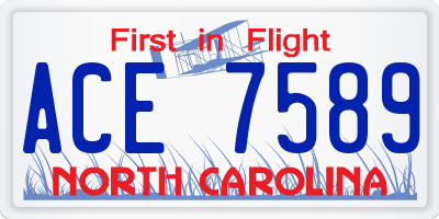 NC license plate ACE7589