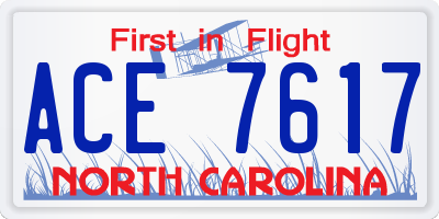 NC license plate ACE7617