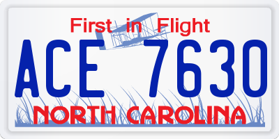 NC license plate ACE7630