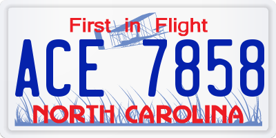 NC license plate ACE7858