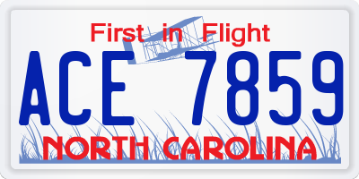 NC license plate ACE7859