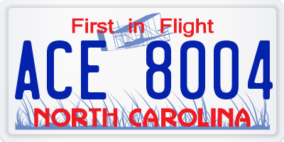 NC license plate ACE8004