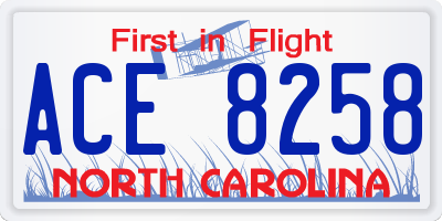 NC license plate ACE8258