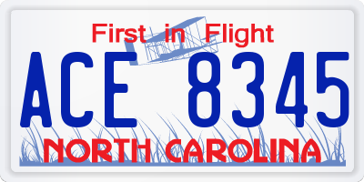 NC license plate ACE8345