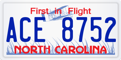 NC license plate ACE8752