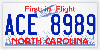 NC license plate ACE8989