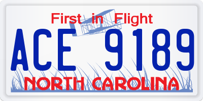 NC license plate ACE9189