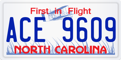 NC license plate ACE9609