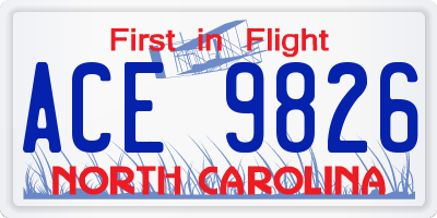NC license plate ACE9826