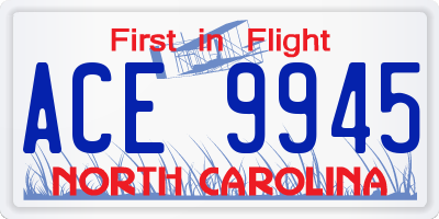 NC license plate ACE9945