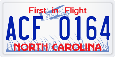 NC license plate ACF0164