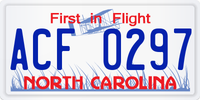 NC license plate ACF0297