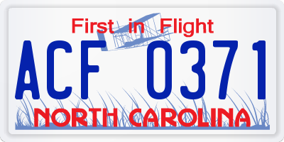NC license plate ACF0371