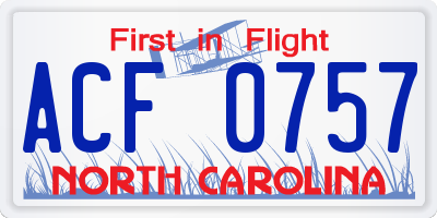 NC license plate ACF0757