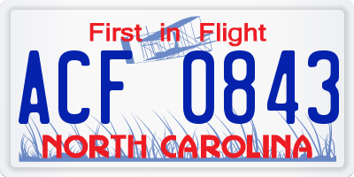 NC license plate ACF0843