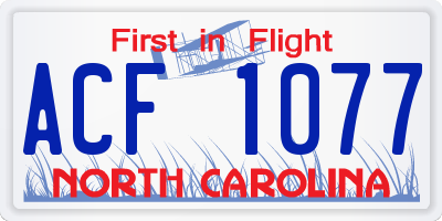 NC license plate ACF1077