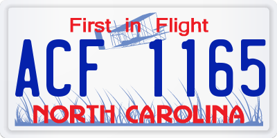 NC license plate ACF1165