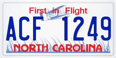 NC license plate ACF1249