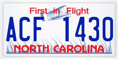 NC license plate ACF1430