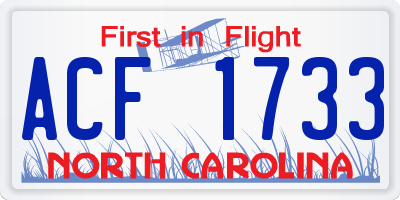 NC license plate ACF1733