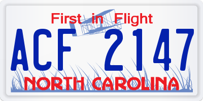 NC license plate ACF2147