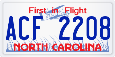 NC license plate ACF2208