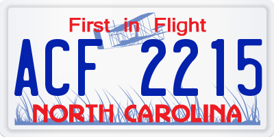 NC license plate ACF2215