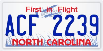 NC license plate ACF2239
