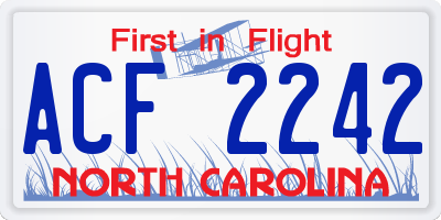 NC license plate ACF2242