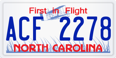 NC license plate ACF2278