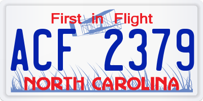 NC license plate ACF2379