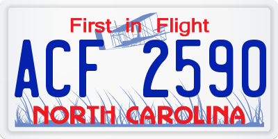 NC license plate ACF2590