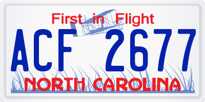 NC license plate ACF2677